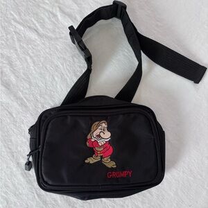 Vintage Disney Snow White 7 Dwarfs Grumpy Embroidered Nylon Waist Pack